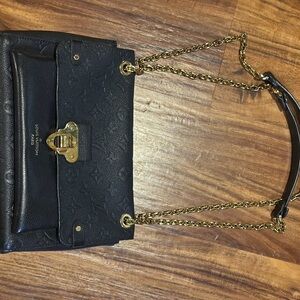 Louis Vuitton Black and Gold Chain Shoulder Bag
